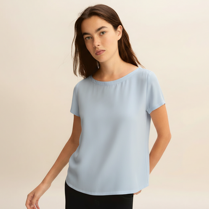 BLUSA CARTONE COLLO BARCA MISTO SETA