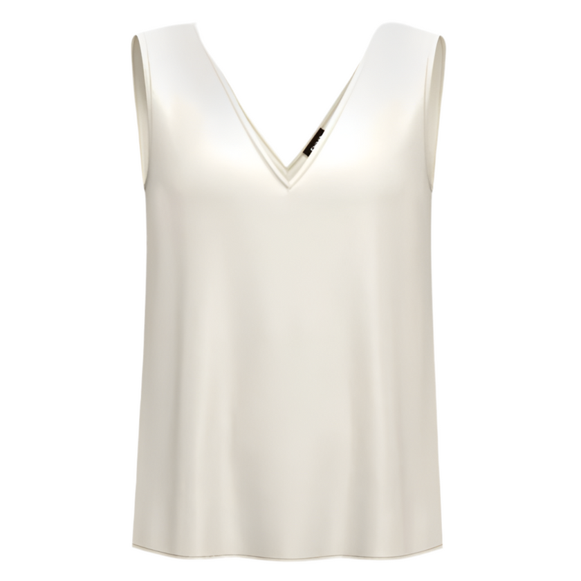 Top Giromanica a Spalla Larga in Raso con Bordi Sfrangiati EMME MARELLA