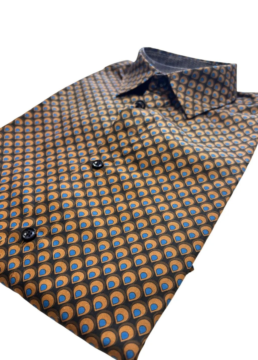 Camicia CI894SS con fantasia a gocce colorata SSEINSE