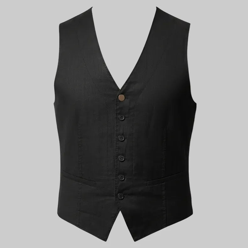 Gilet con bordi sfrangiati alle maniche e chiusura 6 bottoni