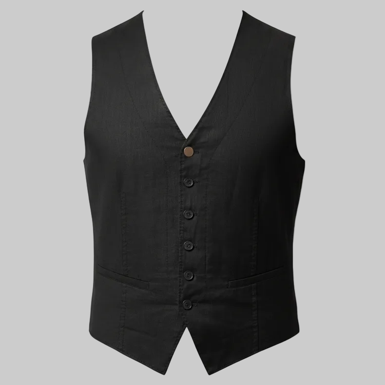 Gilet con bordi sfrangiati alle maniche e chiusura 6 bottoni