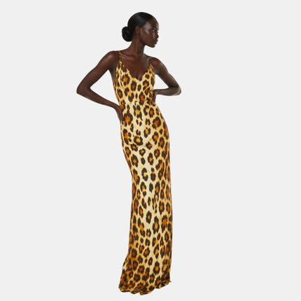Abito Lungo con Fantasia Leopardata