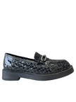 Mocassino in ecopelle intrecciata e fibbia, suola in gomma alta 5 cm PIXY
