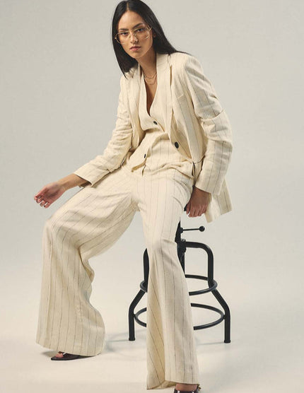 Pantalone Ampio Gessato a Vita Alta HAPPY25