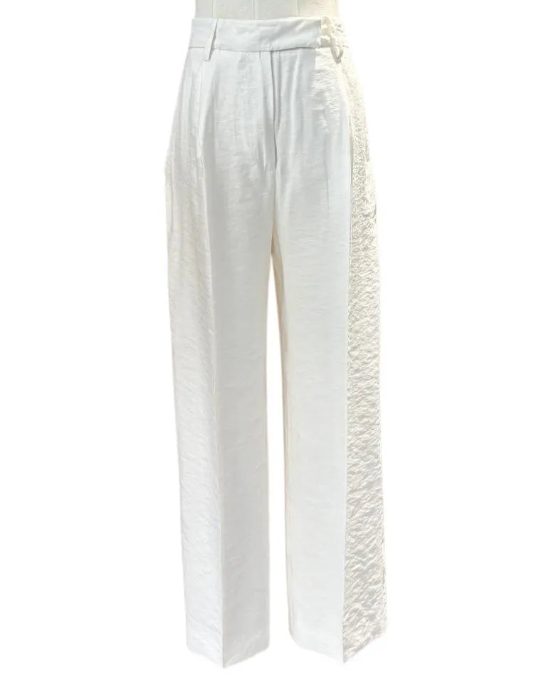 Pantaloni D2569 a vita alta modello palazzo con pence e tasche alla francese HAPPY25