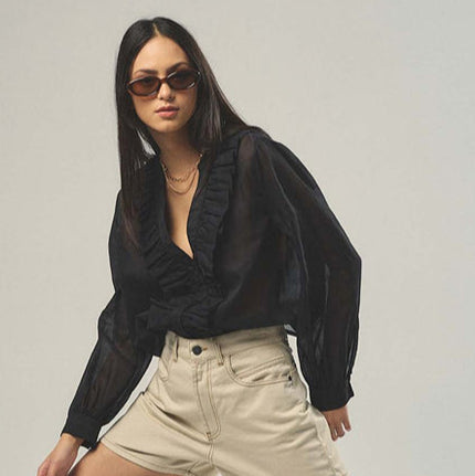 Camicia in Cotone Batista con Rouche HAPPY25