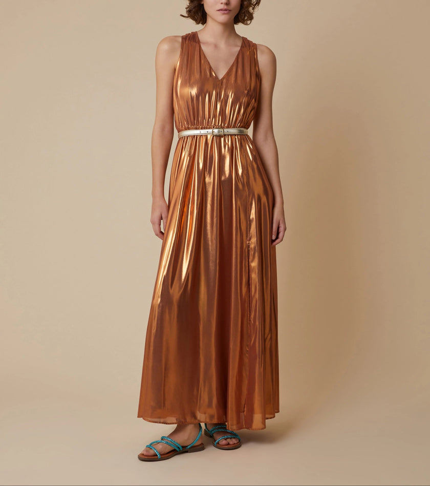 Abito Lungo con Scollo a V Laminato PENNYBLACK