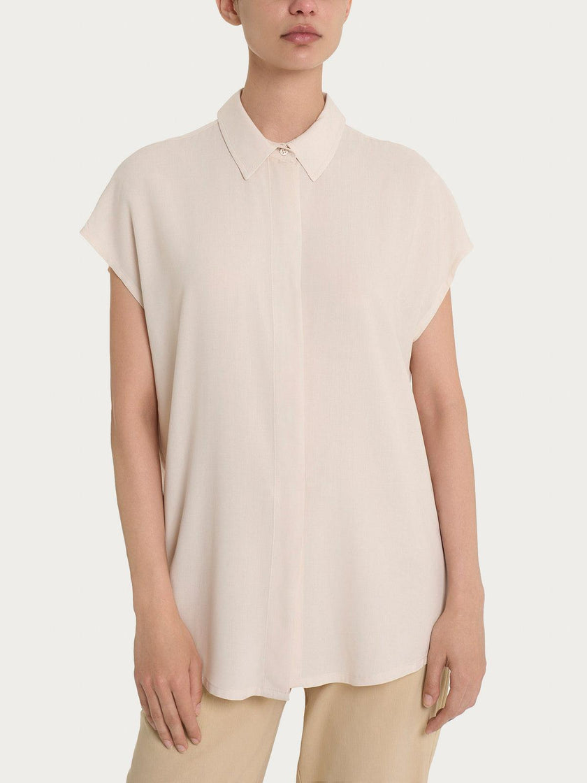 Camicia con manica corta a kimono in Ecoseta RAGNO