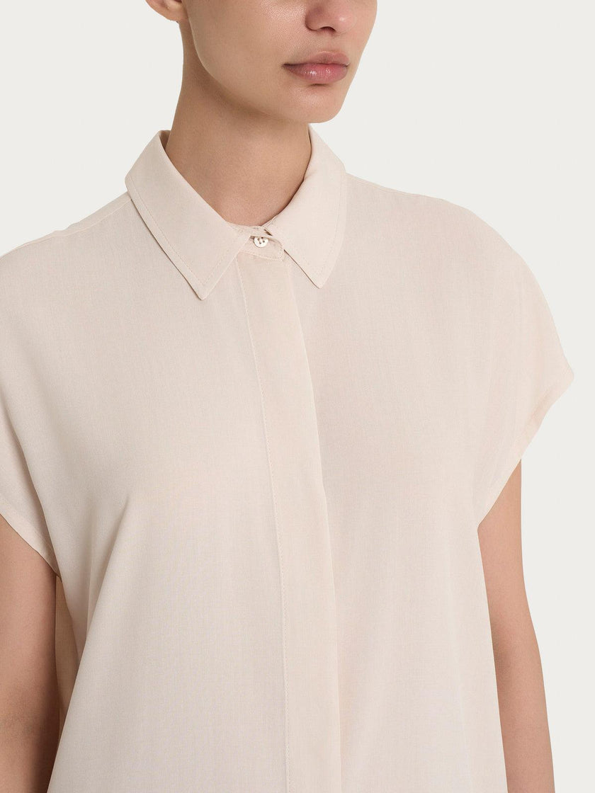 Camicia con manica corta a kimono in Ecoseta RAGNO