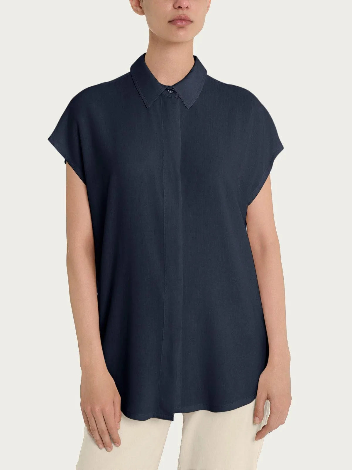 Camicia con manica corta a kimono in Ecoseta RAGNO