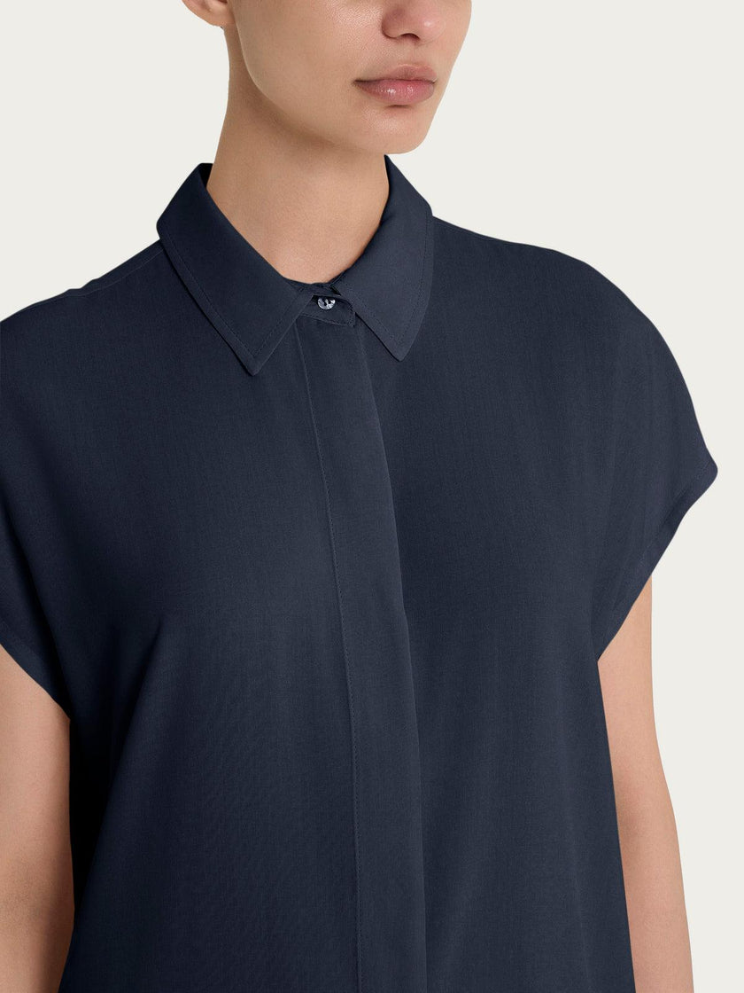 Camicia con manica corta a kimono in Ecoseta RAGNO