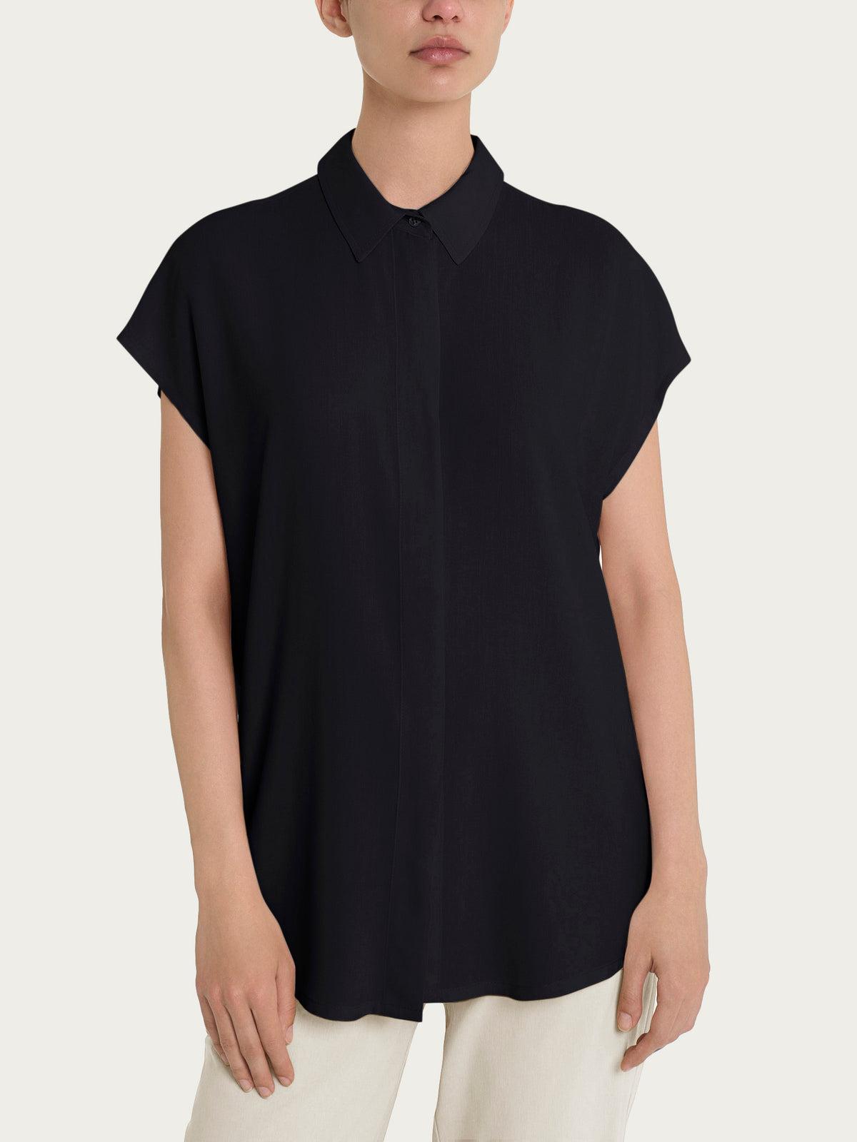 Camicia con manica corta a kimono in Ecoseta RAGNO