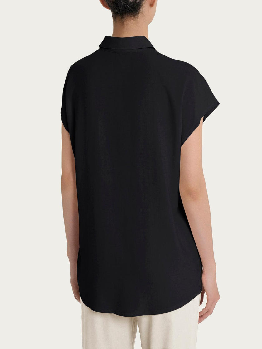 Camicia con manica corta a kimono in Ecoseta RAGNO