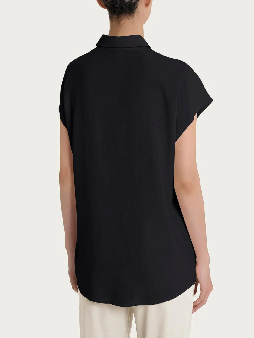 Camicia con manica corta a kimono in Ecoseta RAGNO