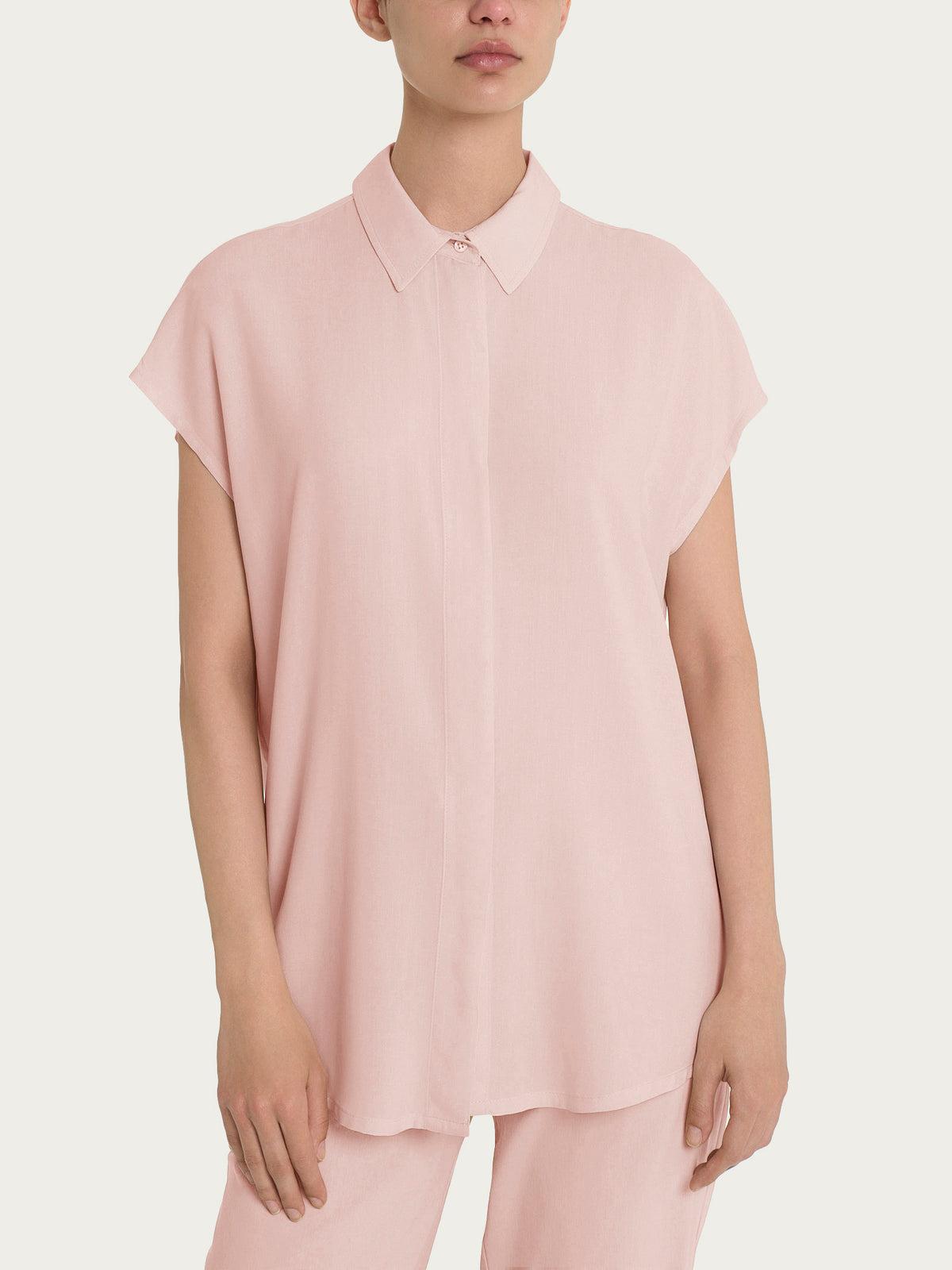 Camicia con manica corta a kimono in Ecoseta RAGNO