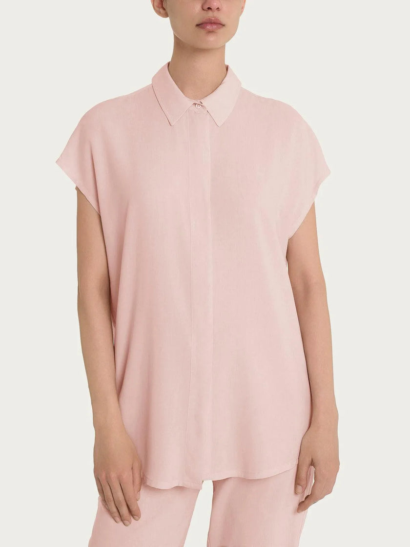 Camicia con manica corta a kimono in Ecoseta RAGNO