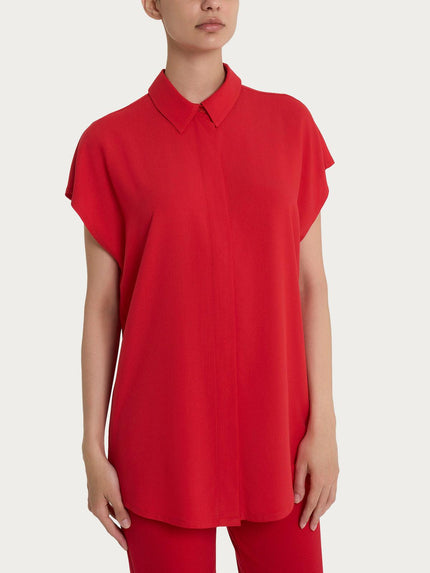 Camicia con manica corta a kimono in Ecoseta RAGNO