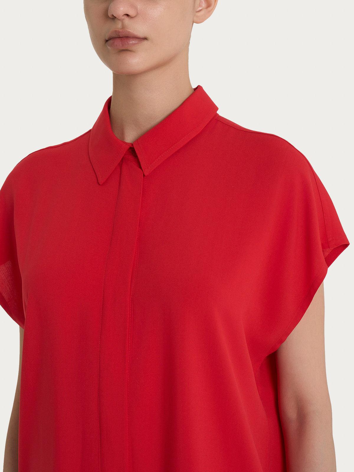 Camicia con manica corta a kimono in Ecoseta RAGNO