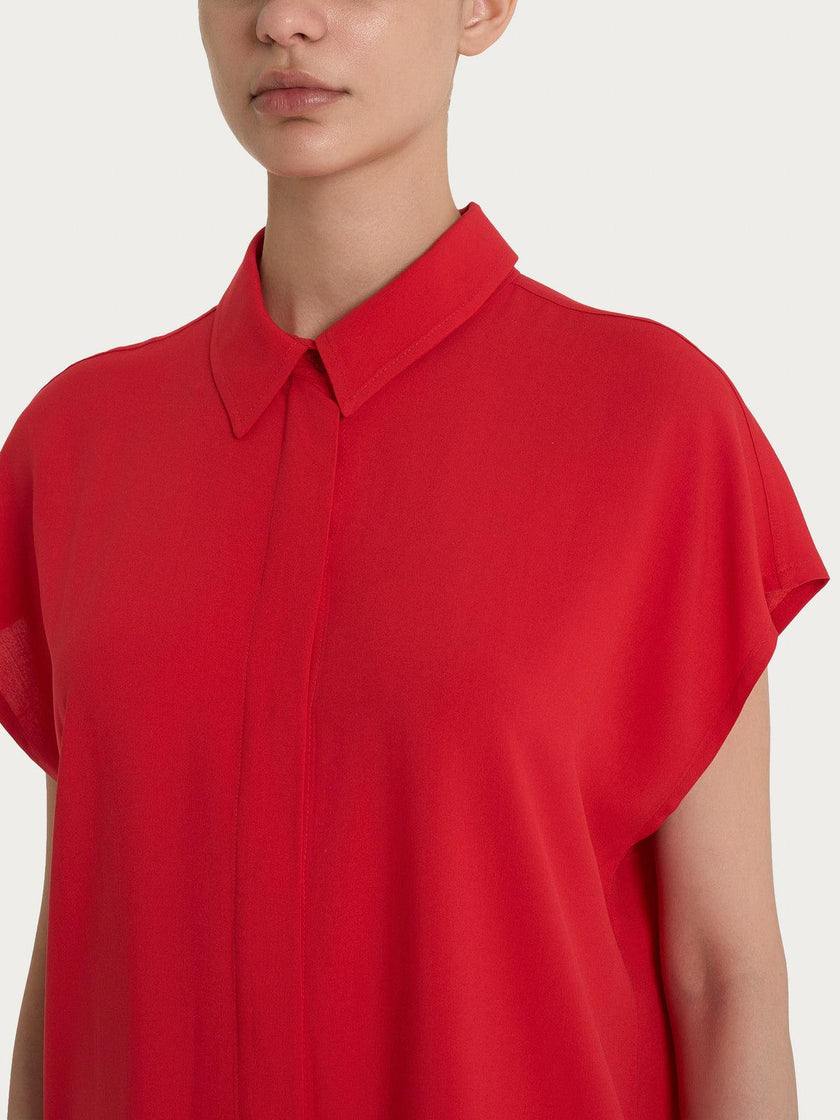 Camicia con manica corta a kimono in Ecoseta RAGNO