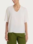 Blusa con scollo a V e manica al gomito in Ecoseta RAGNO