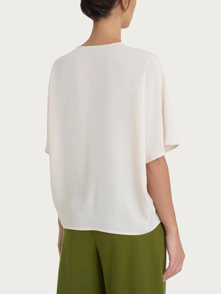 Blusa con scollo a V e manica al gomito in Ecoseta RAGNO