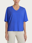 Blusa con scollo a V e manica al gomito in Ecoseta RAGNO