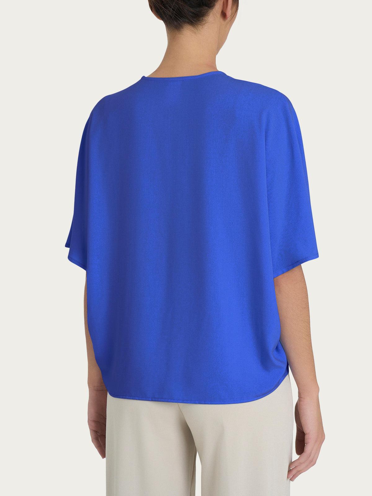 Blusa con scollo a V e manica al gomito in Ecoseta RAGNO