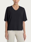 Blusa con scollo a V e manica al gomito in Ecoseta RAGNO