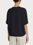 Blusa con scollo a V e manica al gomito in Ecoseta RAGNO