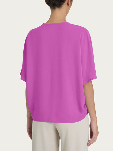 Blusa con scollo a V e manica al gomito in Ecoseta