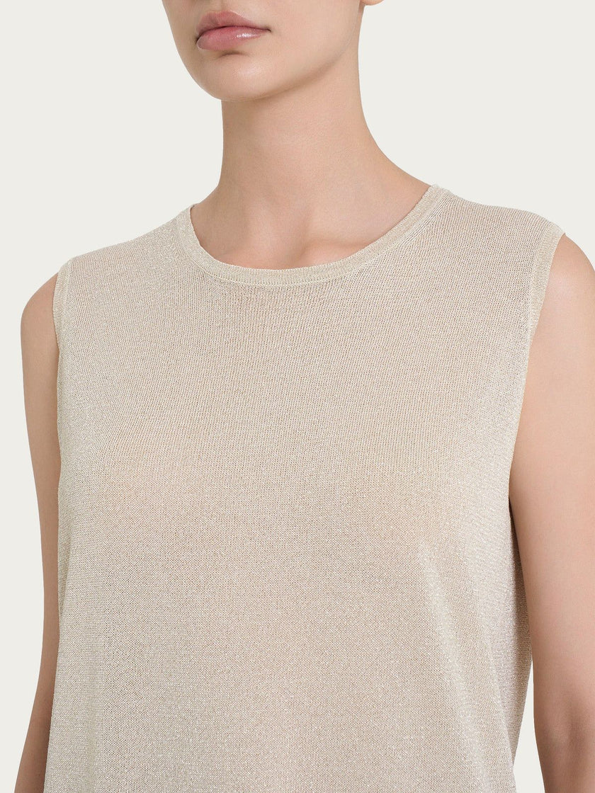 Maglia smanicata in Crêpe Lurex RAGNO