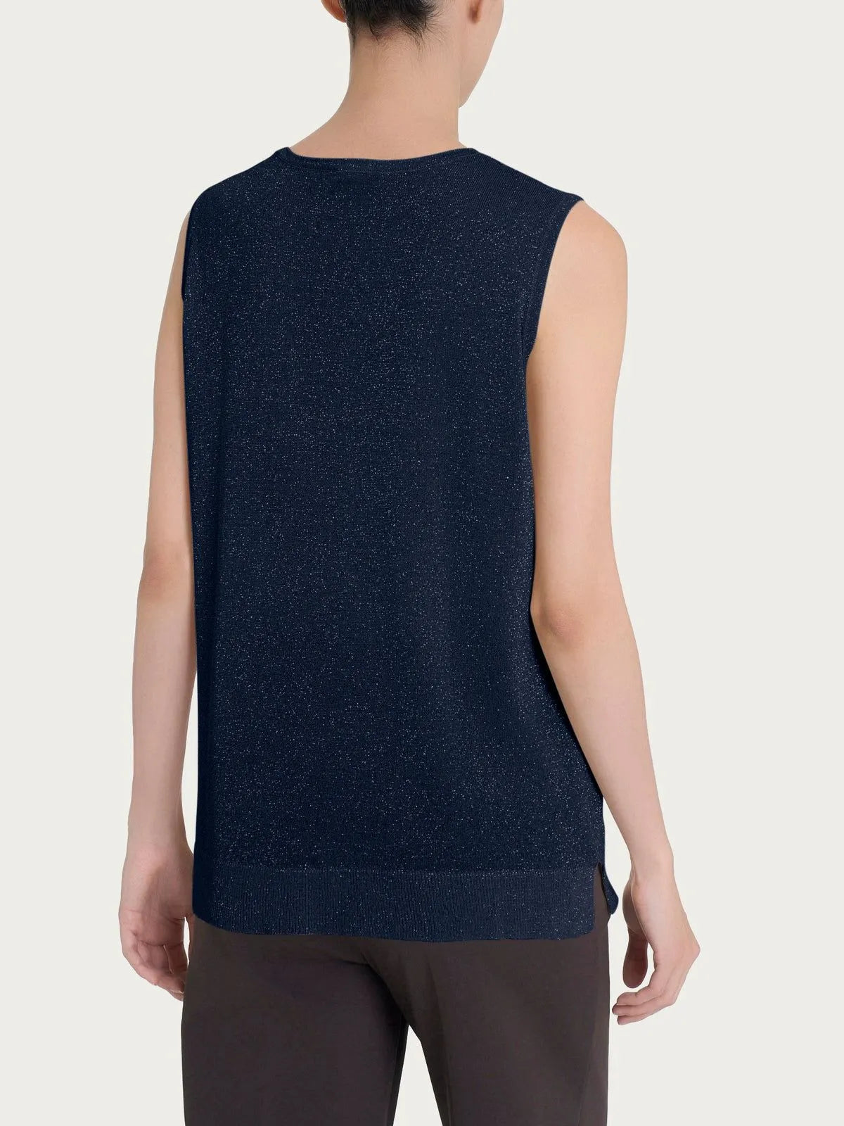 Maglia smanicata in Crêpe Lurex RAGNO