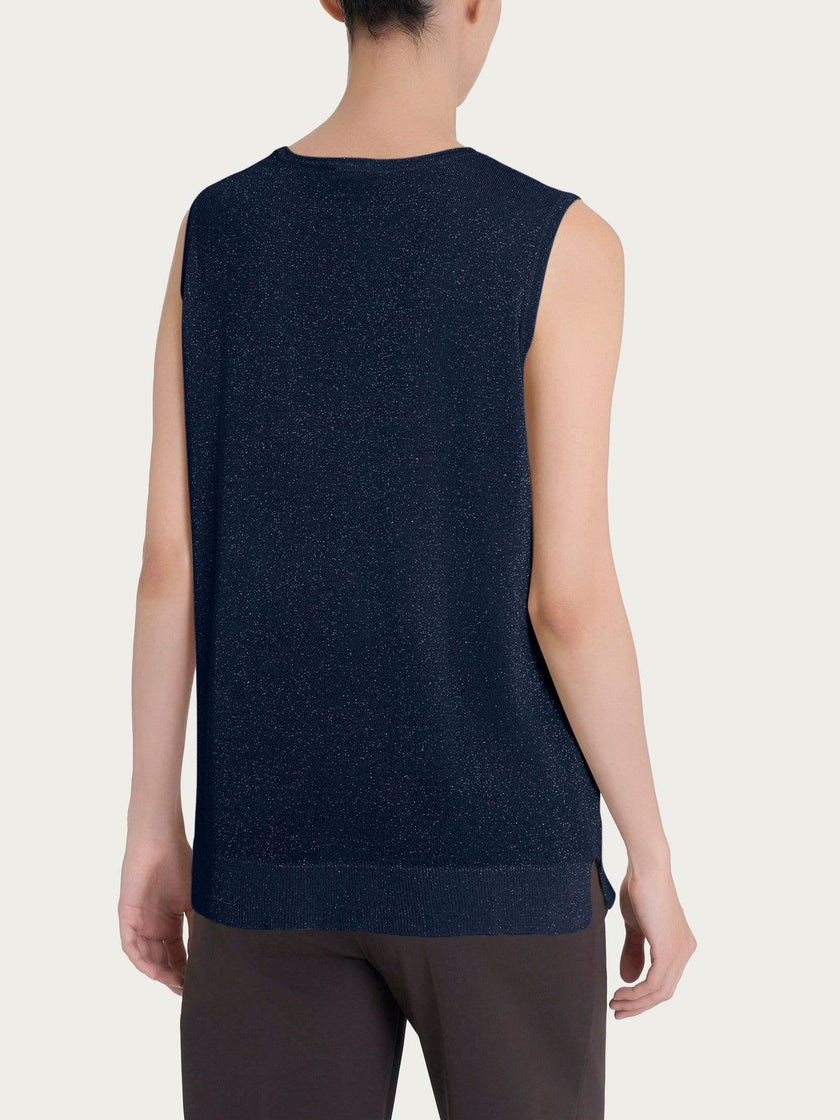 Maglia smanicata in Crêpe Lurex RAGNO