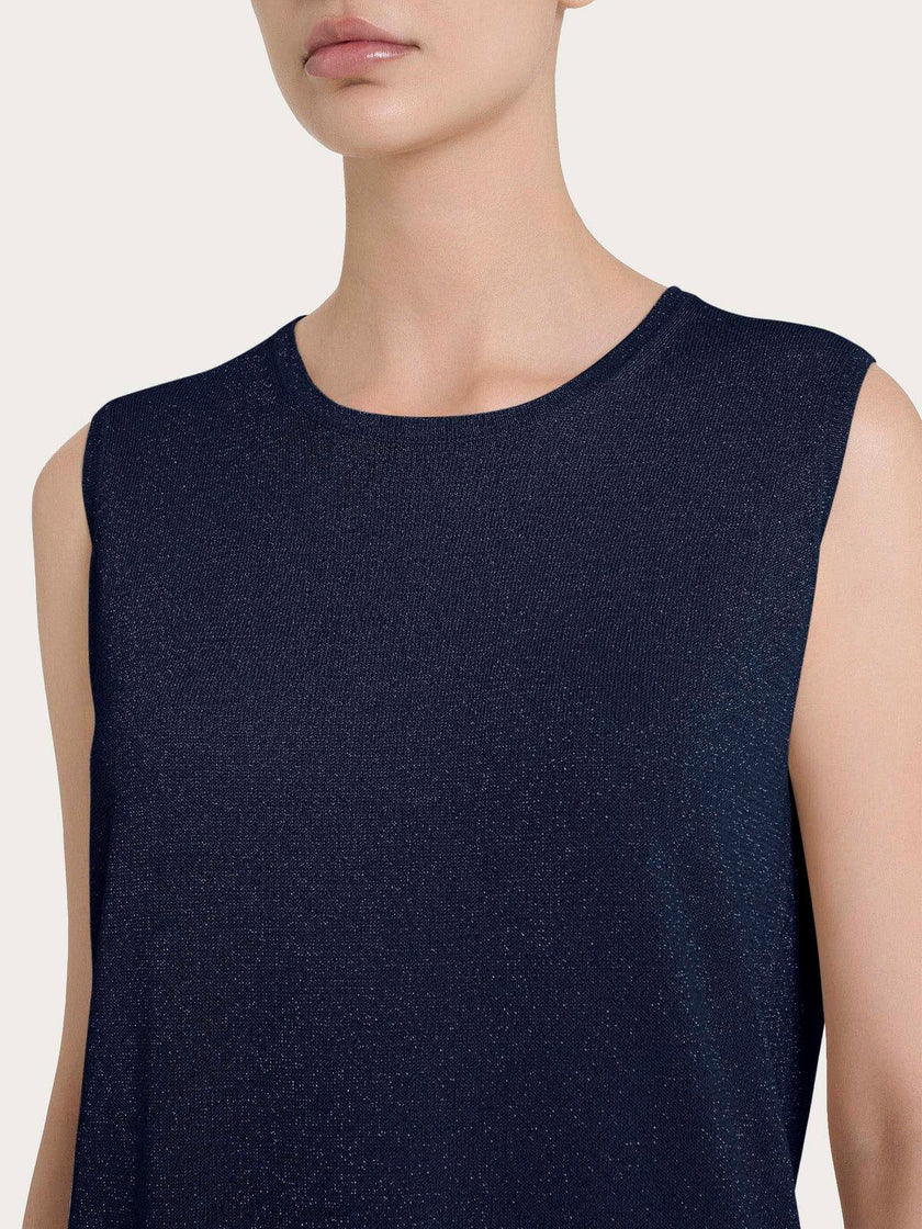 Maglia smanicata in Crêpe Lurex RAGNO