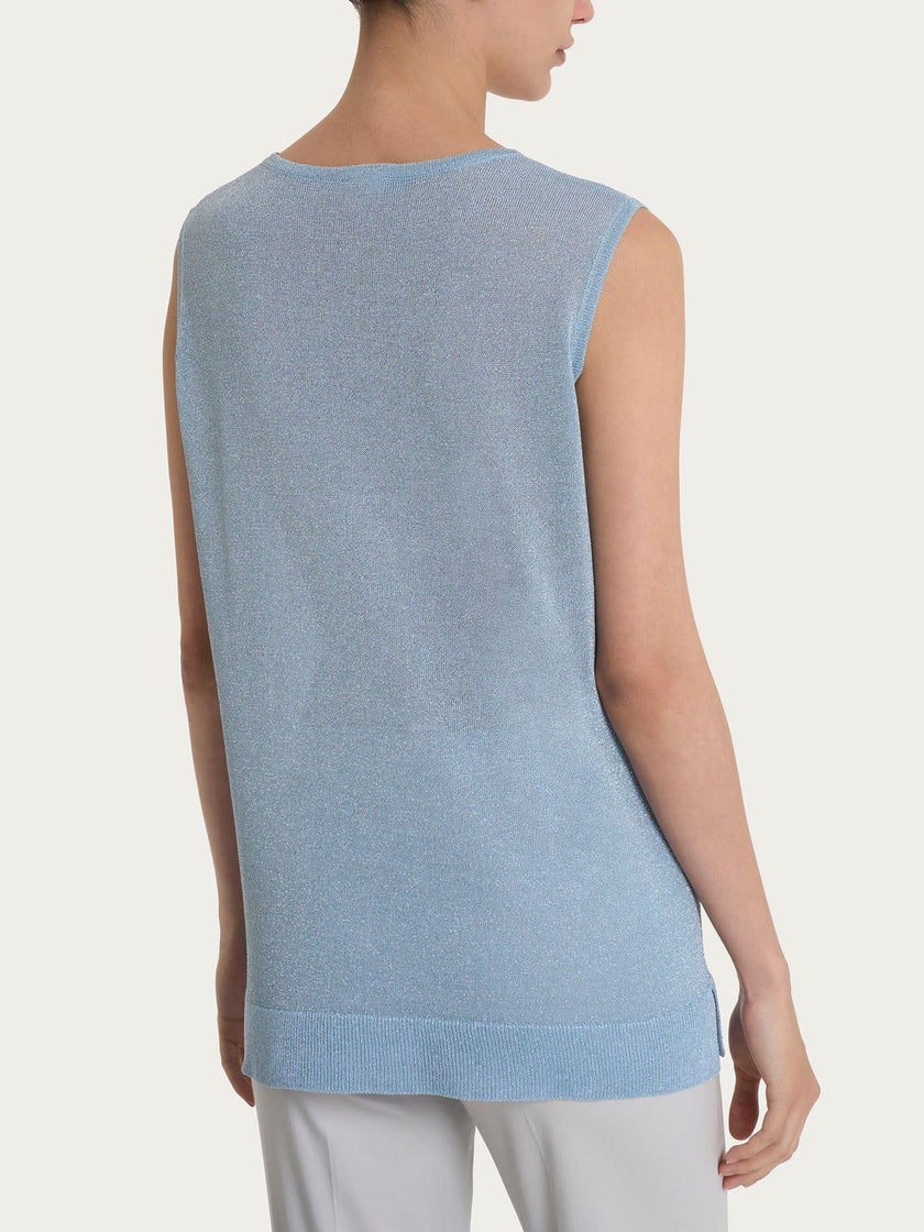 Maglia smanicata in Crêpe Lurex RAGNO
