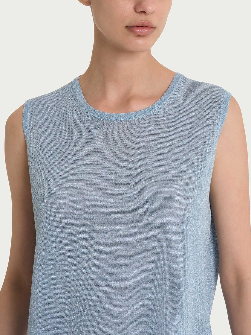 Maglia smanicata in Crêpe Lurex RAGNO