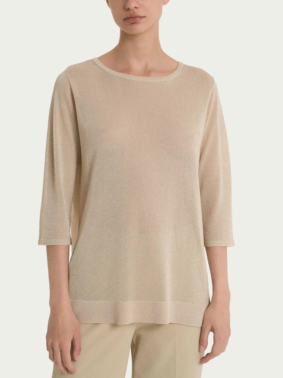 Maglia con manica 3/4 in Crêpe Lurex RAGNO