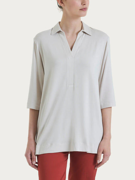 (Copia) Maglietta con colletto e con manica 3/4 in misto viscosa RAGNO