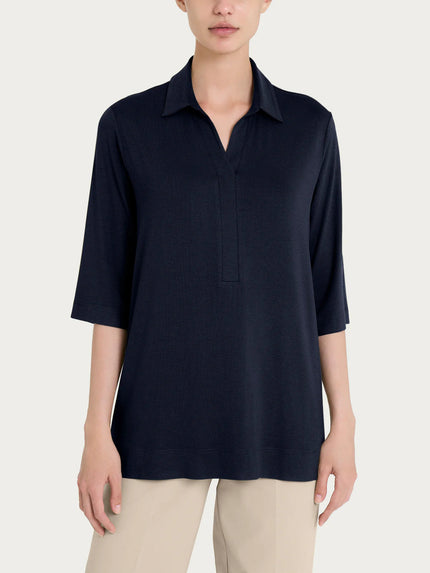 (Copia) Maglietta con colletto e con manica 3/4 in misto viscosa RAGNO