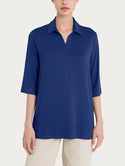 (Copia) Maglietta con colletto e con manica 3/4 in misto viscosa RAGNO