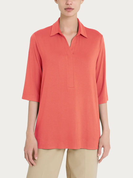 (Copia) Maglietta con colletto e con manica 3/4 in misto viscosa RAGNO