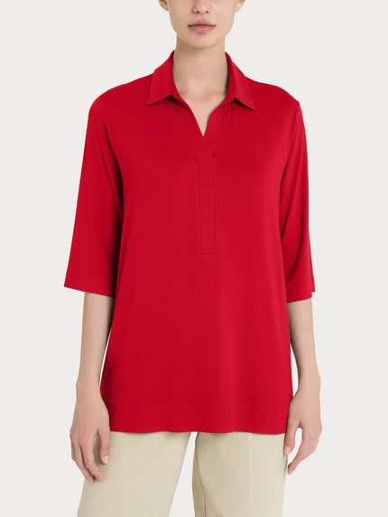 (Copia) Maglietta con colletto e con manica 3/4 in misto viscosa RAGNO