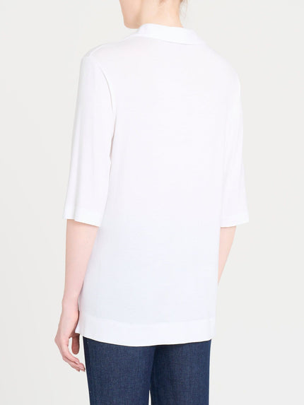 Maglietta con colletto e con manica 3/4 in misto viscosa