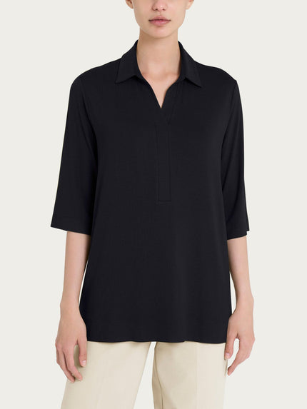 Maglietta con colletto e con manica 3/4 in misto viscosa RAGNO