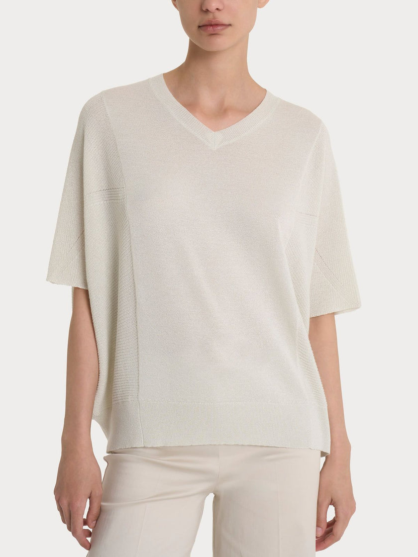 Maglia con scollo a V in Crêpe Lurex RAGNO