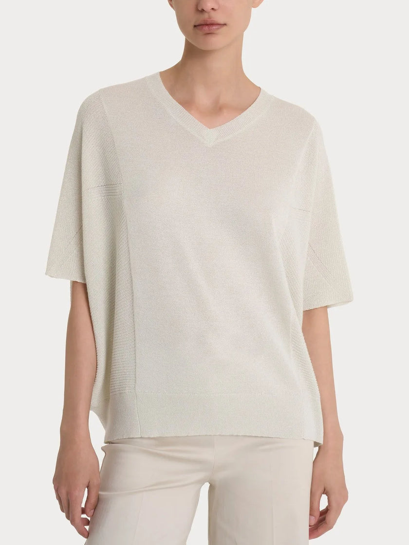 Maglia con scollo a V in Crêpe Lurex RAGNO