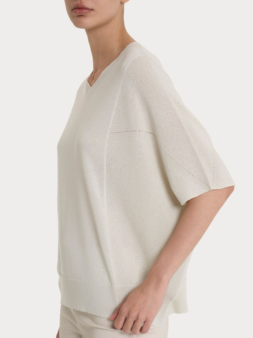 Maglia con scollo a V in Crêpe Lurex RAGNO
