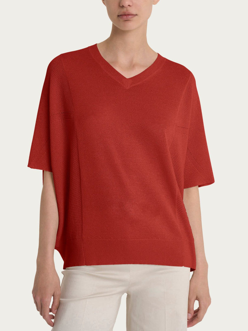 Maglia con scollo a V in Crêpe Lurex RAGNO