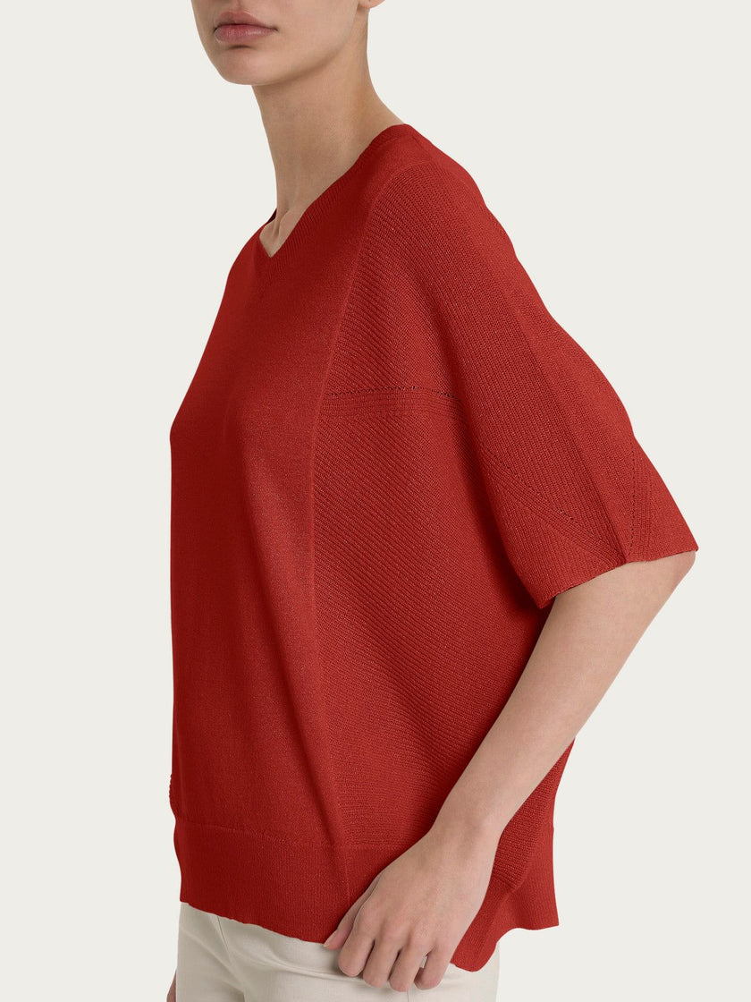Maglia con scollo a V in Crêpe Lurex RAGNO
