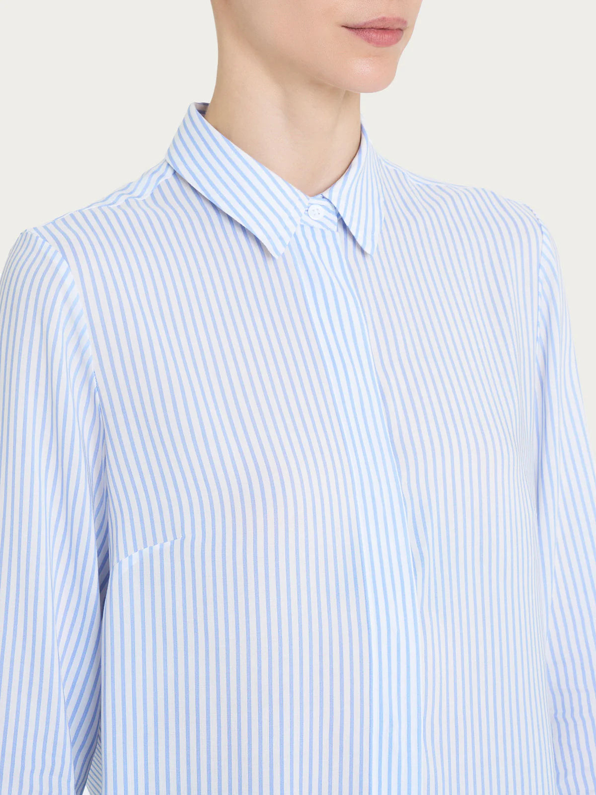 Camicia con Stripes e Manica Lunga in Ecoseta